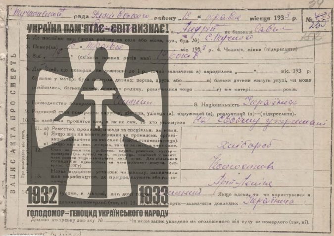 Книги РАЦС про смерть в 1932-1933 рр. Сумська область (повна електронна база даних) / The Registers of Civil Status Records for 1932-1933, Sumy region (a complete electronic database)